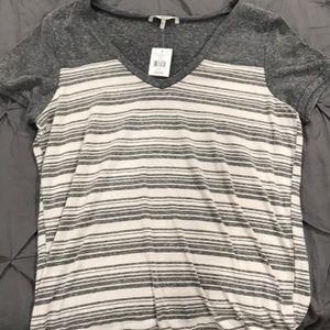 Grey and cream striped buckle shirt